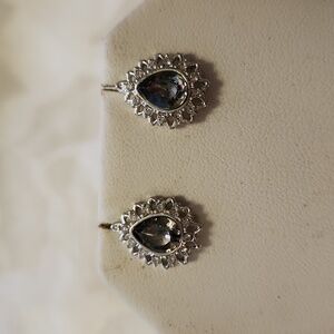 Silvertone & Gray Rhinestone Earrings